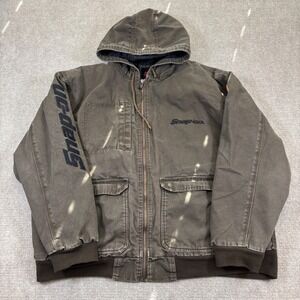 Snap-On Brown Canvas Quilted Workwear Hooded Jacket Men's Size XXL EUC